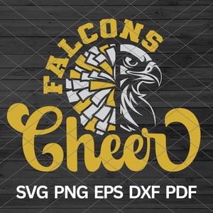 Falcons Cheer svg, Falcons svg Cut Files, Falcons mascot svg, Falcons Pride svg, Falcon Cheerleading svg, Falcons School Spirit, Pom Pom svg