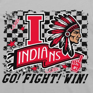 Indians Go Fight Win PNG, Indians Sublimation PNG, Indians Pennant mascot png, Indians Doodle PNG, Grunge Checkered Indians Mascot png