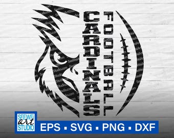 高校カーディナルスフットボールSVG、カーディナルスSVG、カーディナルスマスコットSVG、カーディナルススクールプライド、カーディナルスSVGカットファイルクリカット、フットボールママ