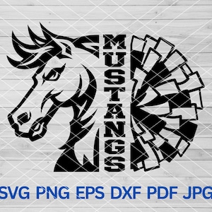 Lycée Mustangs Cheer svg, svg Mustangs Pride Mustangs svg, mascotte des Mustangs svg, Mustangs Cheer maman, svg Pom-Pom, Mustangs Cheerleading