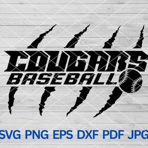 High School Cougars Baseball svg, Cougar Scratches, Cougars svg, Cougars mascot svg, Cougar School Spirit, Cougars Cheer svg, Cougars Pride