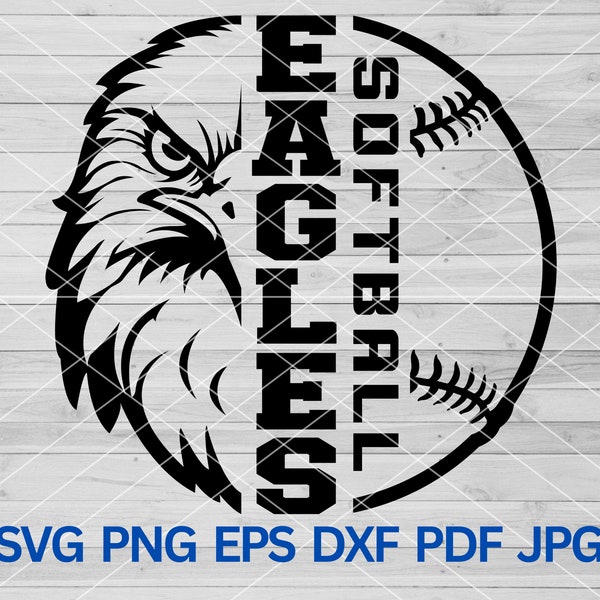 Svg de softball des aigles du lycée, svg oiseau faucon aigle, mascotte des aigles svg, esprit de l'école des aigles, svg aigles, fierté des aigles, baseball Cheer maman