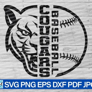 High School Cougars Baseball svg, Cougar svg, Cougars svg, Cougars mascot svg, Cougar School Spirit, Cougars Cheer svg, Cougars Pride svg