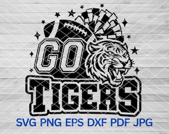 ゴー タイガース svg、タイガース フットボールとチア ママ svg、タイガース svg、タイガース マスコット svg、タイガース スクール スピリット、タイガース チア 昇華 Cricut svg