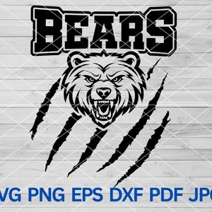 Bear svg, Bears svg, Bears scratches svg, Bears Pride, football mom, Bears School Spirit, Bears Mascot svg, Bear Claws png, Bears Cheers svg