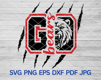 Go Bears svg, Bear svg, High School Bears Sport Sublimation svg, Bears School Spirit, Bears Mascot svg, Bears Pride svg, Bears Claws svg