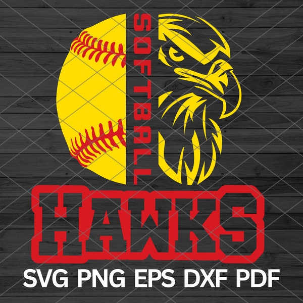 High School Hawks Softball svg, Eagle Hawk Bird svg, Hawks mascot svg, Hawks School Spirit, Hawks Pride svg Softball Cheer Mom, Softball svg