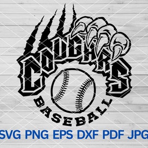 High School Cougars Baseball svg, Cougar Scratches, Cougars svg, Cougars mascot svg, Cougar School Spirit, Cougars Cheer svg, Cougars Pride