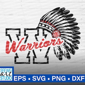 Indian Chief Headdress SVG, Warriors svg, Warrior svg, Warrior mascot svg, School Spirit, Sport School Pride Svg, Indian svg, Indians svg