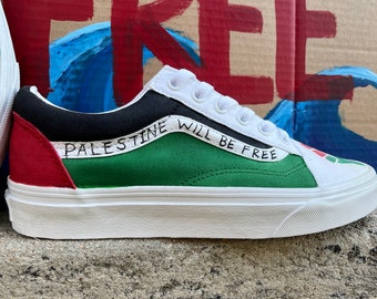 Palestine Will Be Free Gaza Aid Support Custom Vans Shoes UK