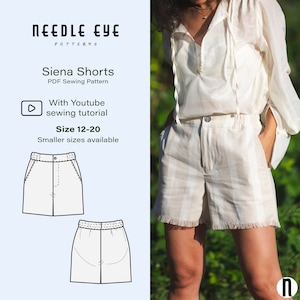 Siena Shorts PDF Sewing Pattern with Tutorials for women | Size 12-20 US