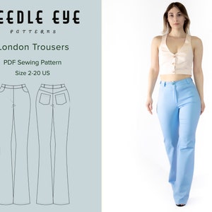 London Trousers PDF Sewing Pattern with tutorial for women  | Size 2-20