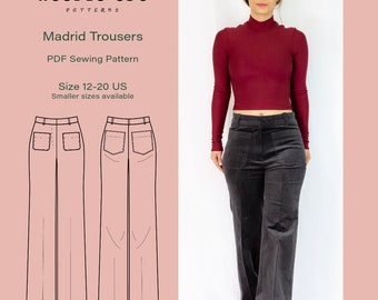 Madrid Trousers PDF Sewing Pattern with Tutorials for Women | Size 12-20 US