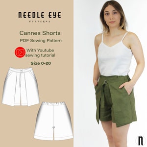 Cannes Shorts PDF Sewing Patterns with Tutorials for women | Size 0-20 US