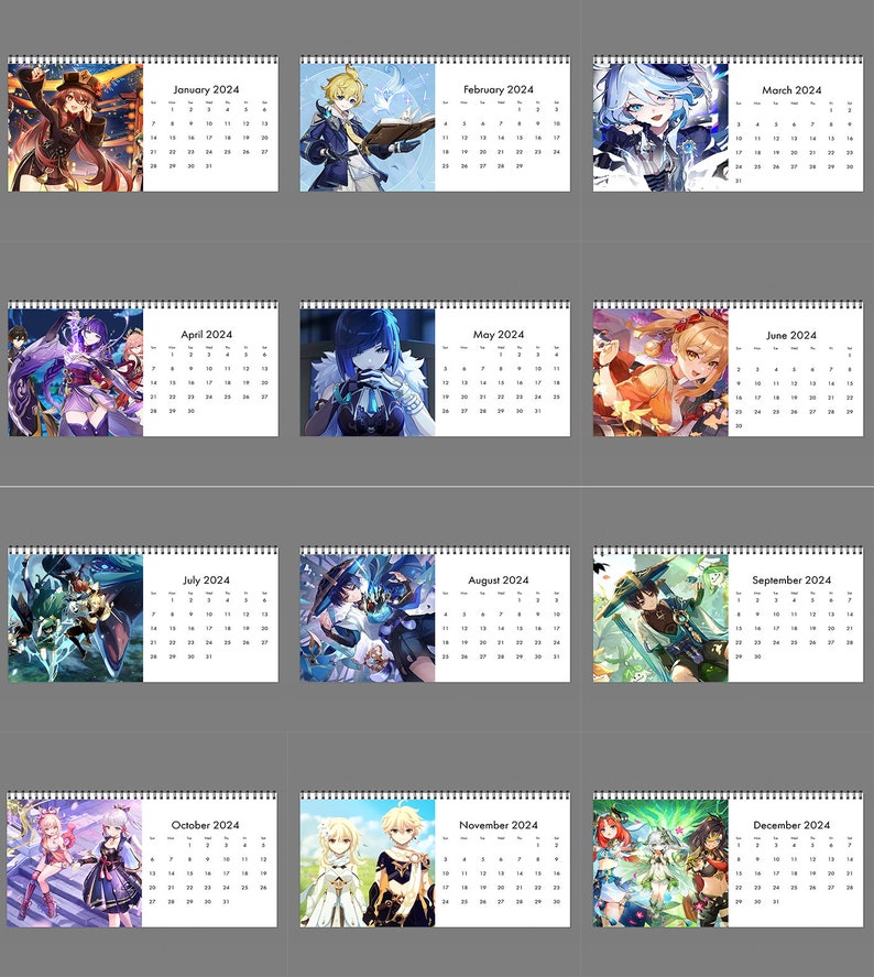 2024 Genshin Impact Calendar 2024 Desk Calendar Celebrity Etsy Canada