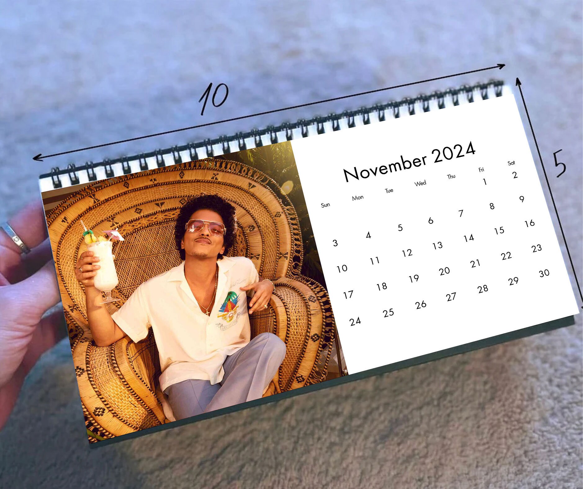 2024 Bruno Mars Calendar, 2024 Desk Calendar, Celebrity Calendar sold