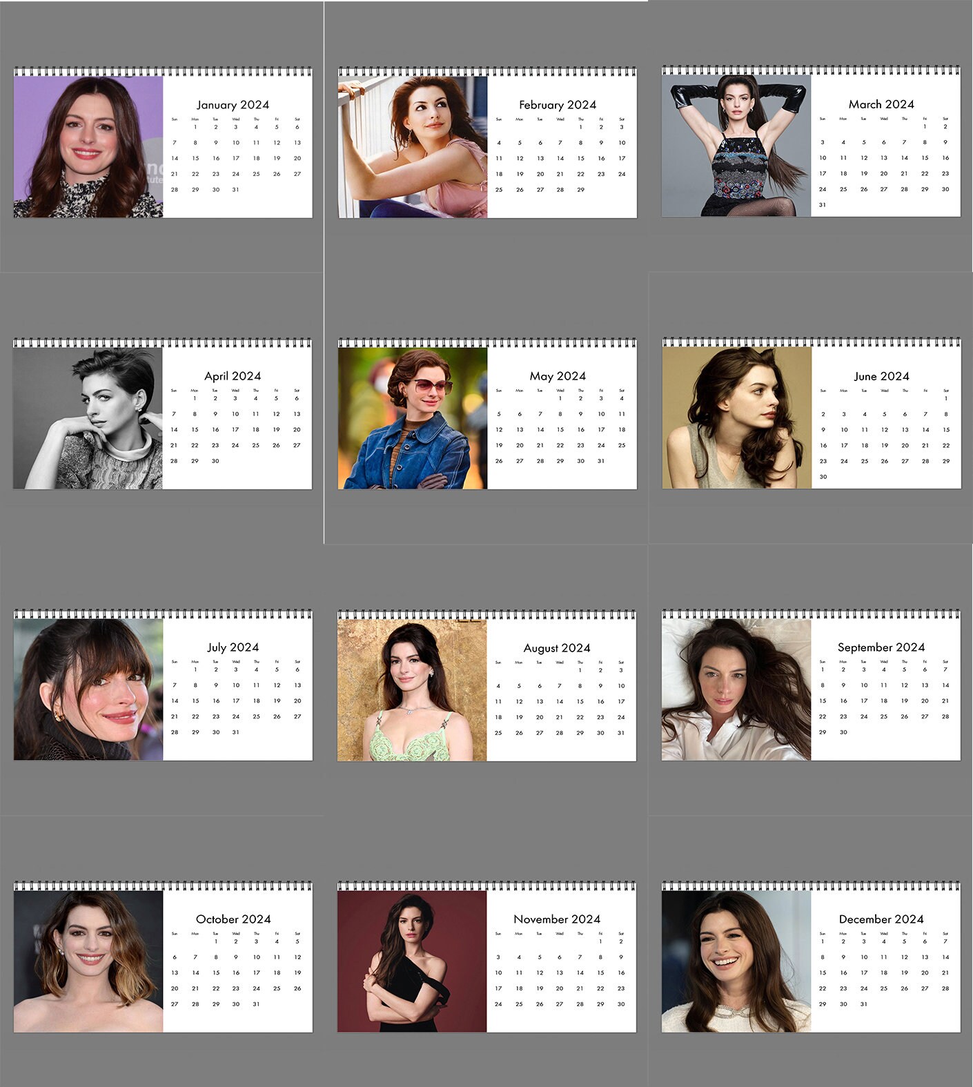 2024 Anne Hathaway Calendar, 2024 Desk Calendar, Celebrity Calendar