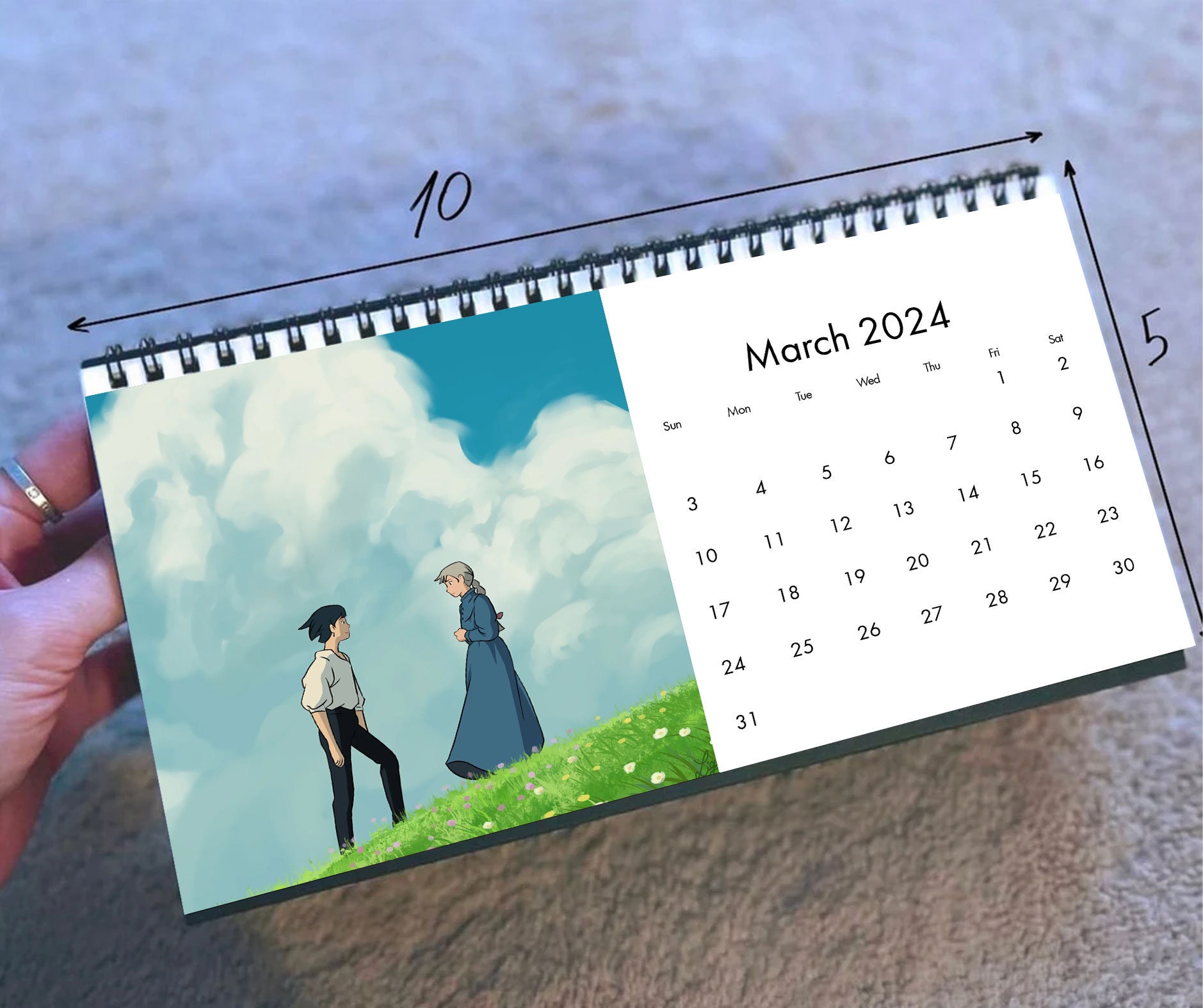 2024 Howl's Moving Castle Calendar, 2024 Desk Calendar, Japanese Movie