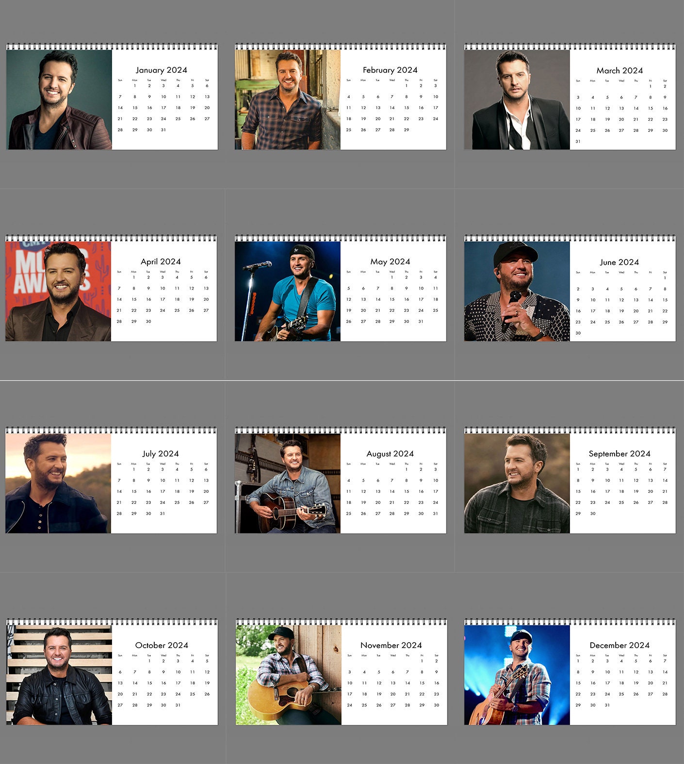 2024 Luke Bryan Calendar, 2024 Desk Calendar, Celebrity Calendar sold