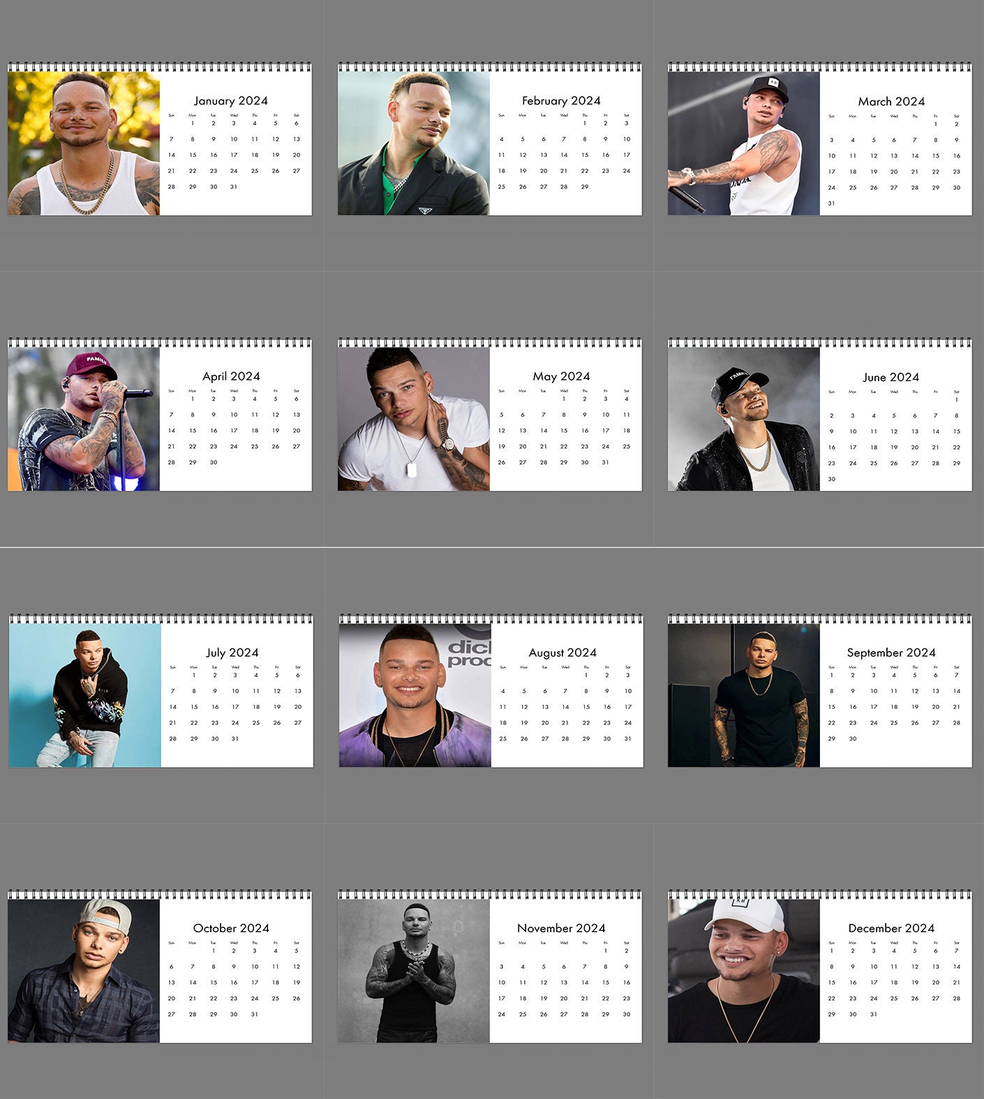 2024 Kane Brown Calendar, 2024 Desk Calendar, Celebrity Calendar sold