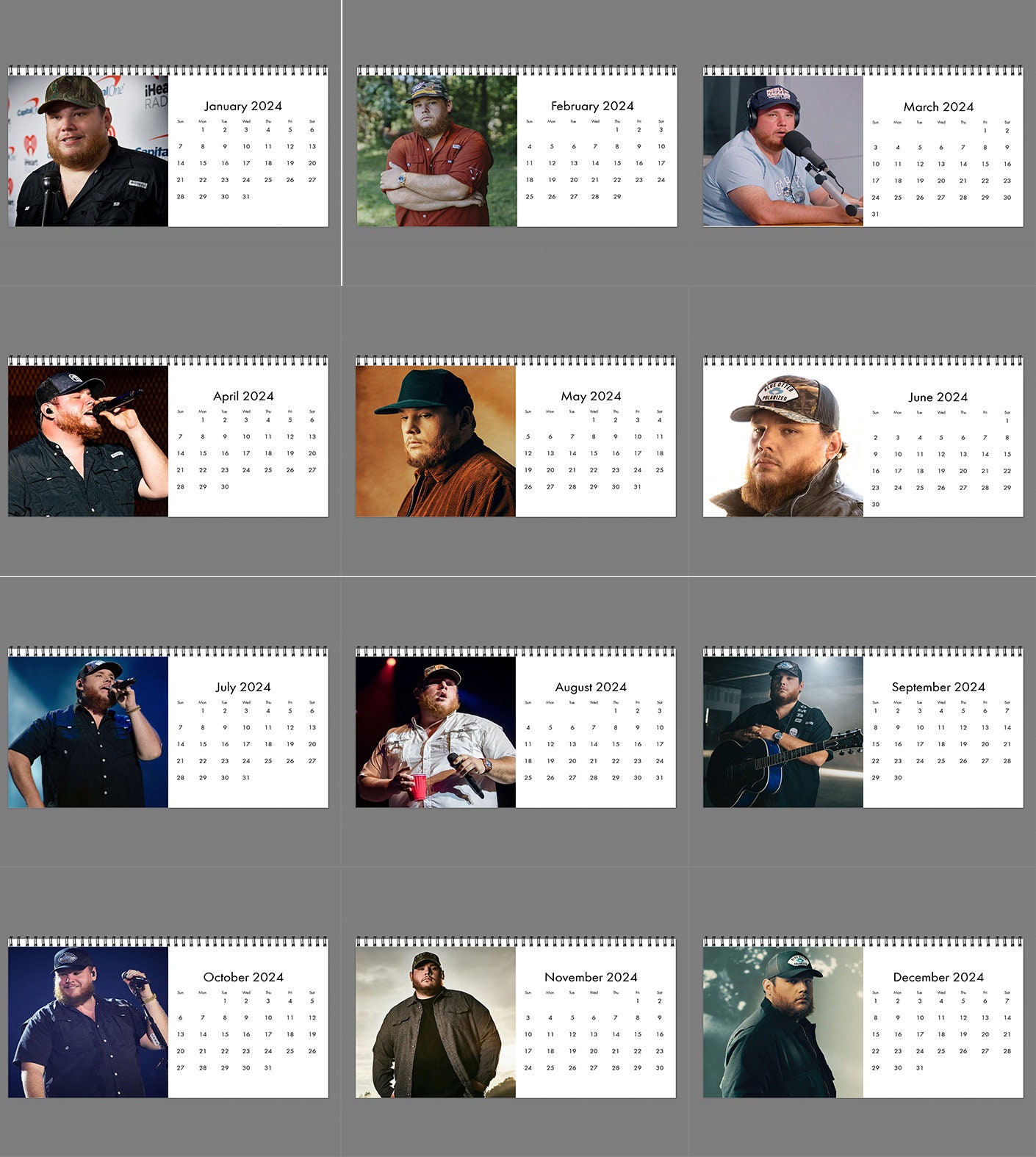 2024 Luke Comb Calendar, 2024 Desk Calendar, Celebrity Calendar sold by