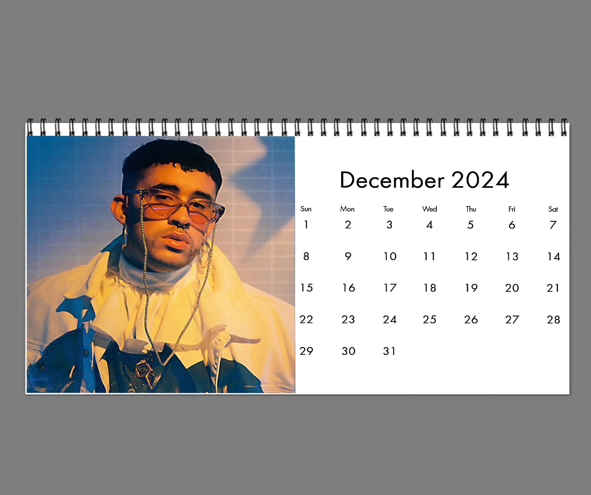 2024 Bad Bunny Calendar, 2024 Desk Calendar, Celebrity Calendar sold by