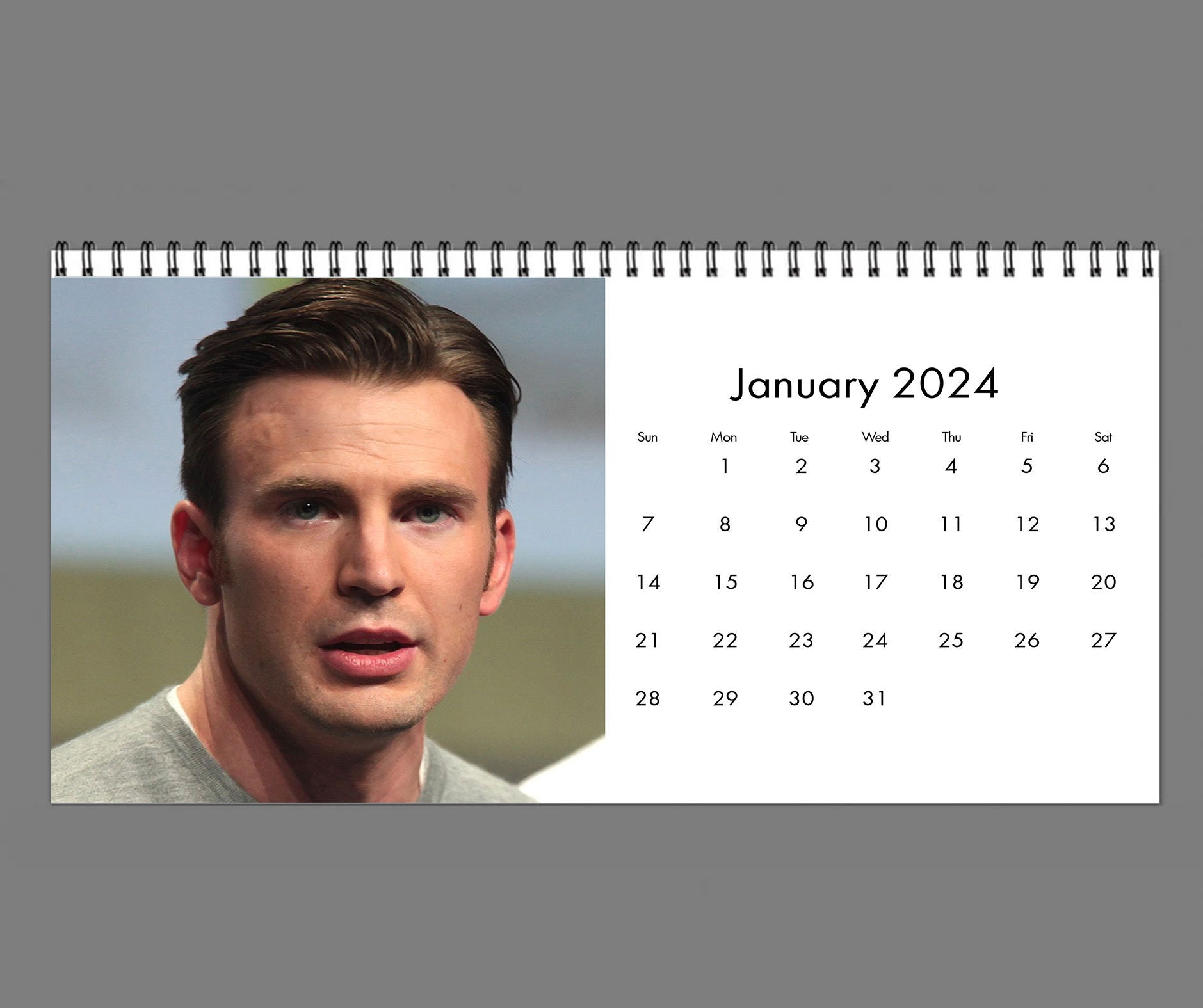 2024 Chris Evans Calendar, 2024 Desk Calendar, Celebrity Calendar sold