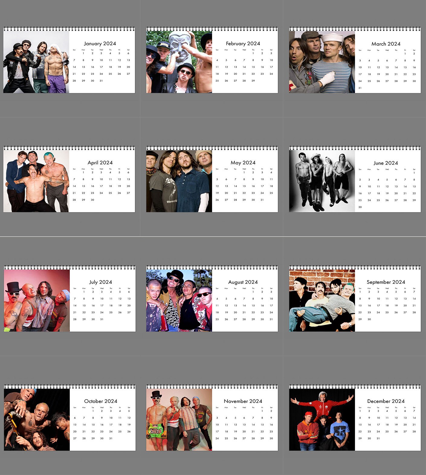 2024 Red Hot Chill Peppers Calendar, 2024 Desk Calendar, Celebrity