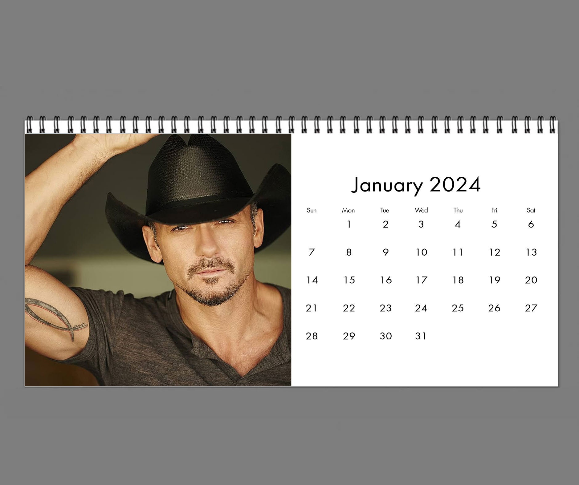 2025 Tim Mcgraw Calendar, 2025 Desk Calendar, Celebrity Calendar sold