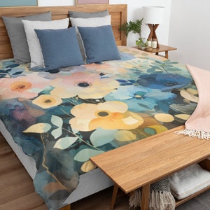 Duvet Cover Full Floral, Colorful Bedspreads, Cotton Bed Covering, Luxury Sateen Duvet Cover, King, Queen, Full & Twin