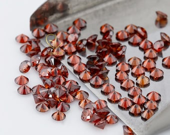 Diamantes cultivados en laboratorio de talla redonda, diamante rojo redondo para el amor, diamante suelto para joyería personalizada, pendientes o colgante de diamantes con desintegración CVD.