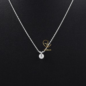 Round Pendant Diamond Necklace, Lab Grown Diamond Pendant Necklace 14k White Gold , 0.50 CT Round Pendant , Gift For Wife , Anniversary Gift