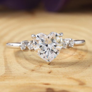 2 Carat Heart Lab Grown Diamond Ring: Five Stone Engagement Ring