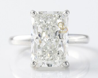 4CT Radiant Cut Lab Grown Diamond 14K Gold Engagement Ring