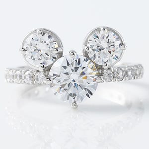 IGI Certified Mouse Face Brilliant Cut Lab Grown Diamond Ring - Three Stone Fairy Tale Ring - Lab Diamond Engagement Ring - 14K Gold Ring