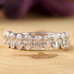 Oval Lab Grown Diamond Eternity Band: Art Deco Anniversary Ring