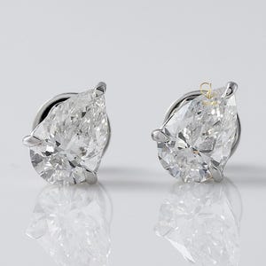 Diamant Ohrstecker im Birnenschliff, IGI-zertifizierte im Labor gewachsene Brautstecker, 14K Gold Solitär-Verlobungsohrringe, Hochzeitsgeschenk für Sie