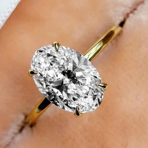Oval Cut Lab Grown Diamond Engagement Ring, 3.00 carat Certified Oval Lab Diamond Ring, Hidden Halo Wedding Ring, Big Diamond Promise Ring