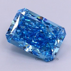Fancy Vivid Blue Radiant Lab Grown Diamond, Radiant Cut Lab Diamond, Loose Radiant Diamond, Blue Radiant Diamond for Pendant/Ring/Earrings