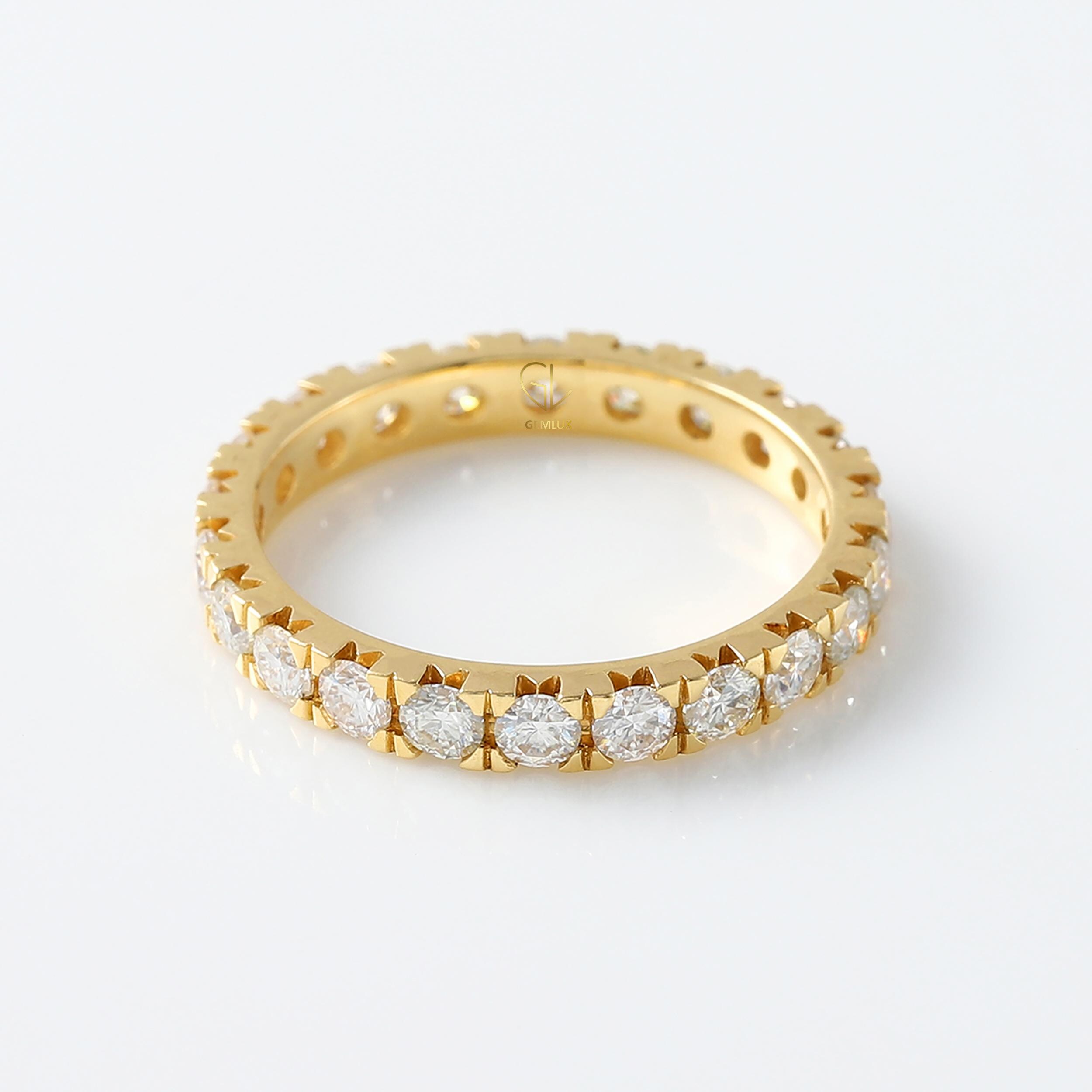 14k Yellow Gold Diamond Eternity Wedding Band: Micro Pave Lab-grown ...
