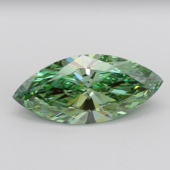 IGI Certified Fancy Vivid Green Marquise Lab Grown Diamond: Ring/Pendant/Earrings