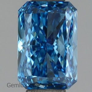 1-8 CT Vivid Blue Radiant Lab Grown Diamond, Radiant Cut Lab Diamond, Loose Radiant Diamond, Blue Radiant Diamond for Pendant/Ring/Earrings