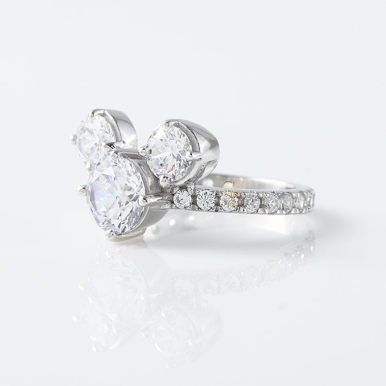 IGI Certified Mouse Face Brilliant Cut Lab Grown Diamond Ring - Three Stone Fairy Tale Ring - Lab Diamond Engagement Ring - 14K Gold Ring