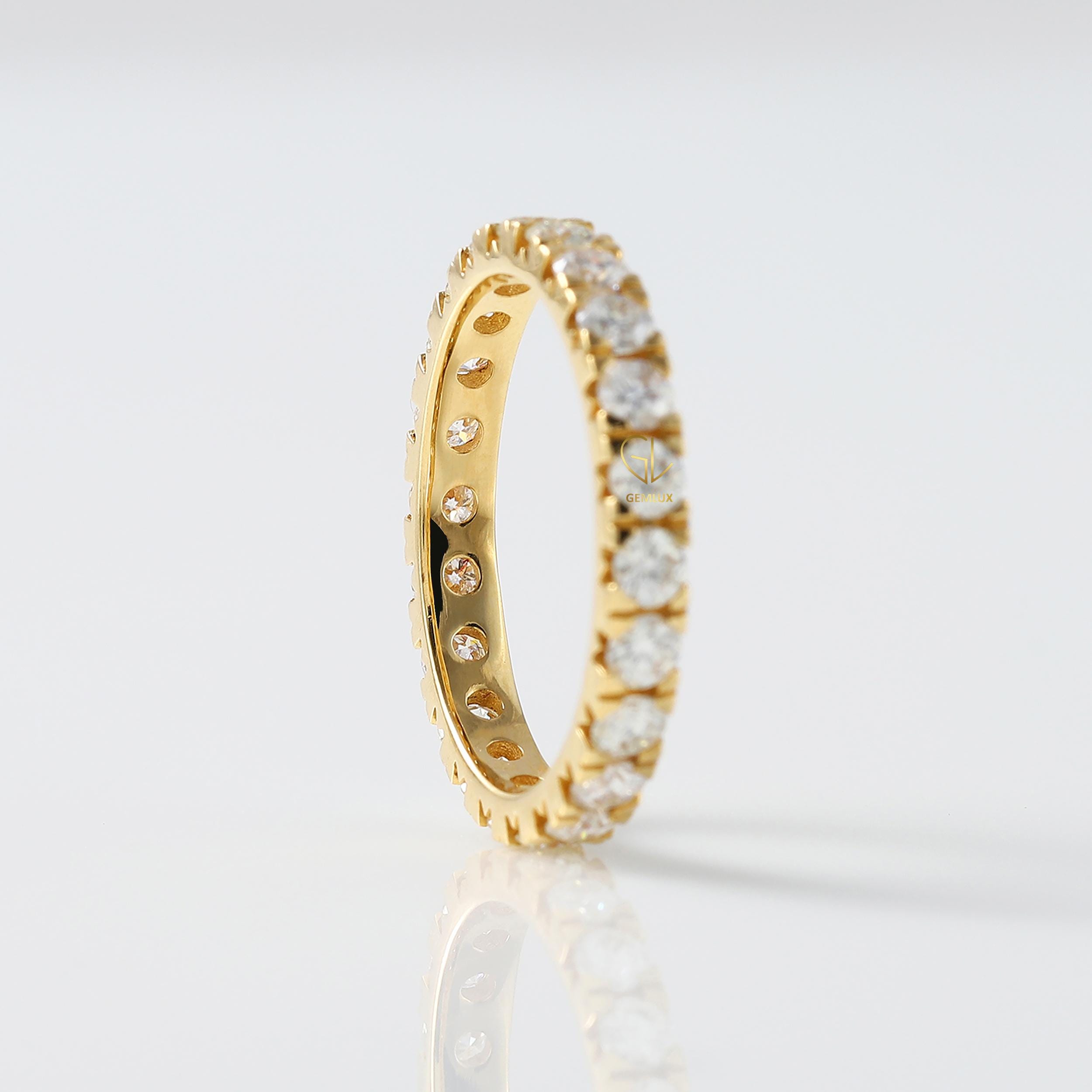 14k Yellow Gold Diamond Eternity Wedding Band: Micro Pave Lab-grown ...