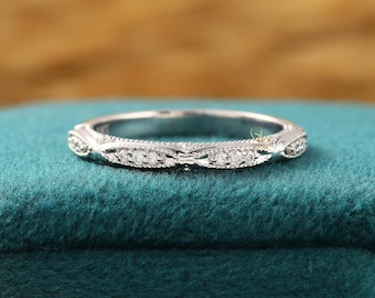 Art Deco Lab Grown Diamond Wedding Band: Vintage Style Half Eternity