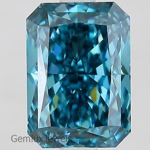 1-8 CT Vivid Blue Radiant Lab Grown Diamond, Radiant Cut Lab Diamond, Loose Radiant Diamond, Blue Radiant Diamond for Pendant/Ring/Earrings