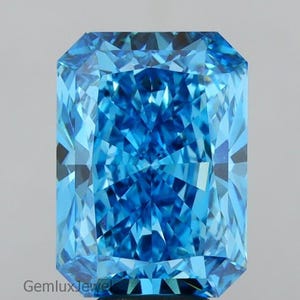 Fancy Vivid Blue Radiant Lab Grown Diamond, Radiant Cut Lab Diamond, Loose Radiant Diamond, Blue Radiant Diamond for Pendant/Ring/Earrings