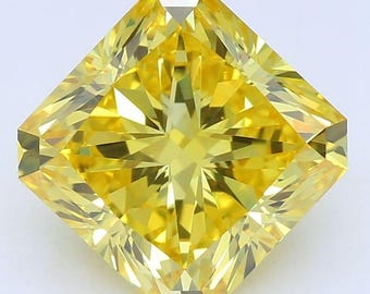 Square Radiant Cut Vivid Yellow Lab Grown Loose Diamond, IGI Certified