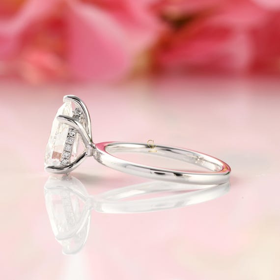 2.5 CT Pear Lab Grown Diamond Engagement Rig, Pear Cut Lab Diamond 