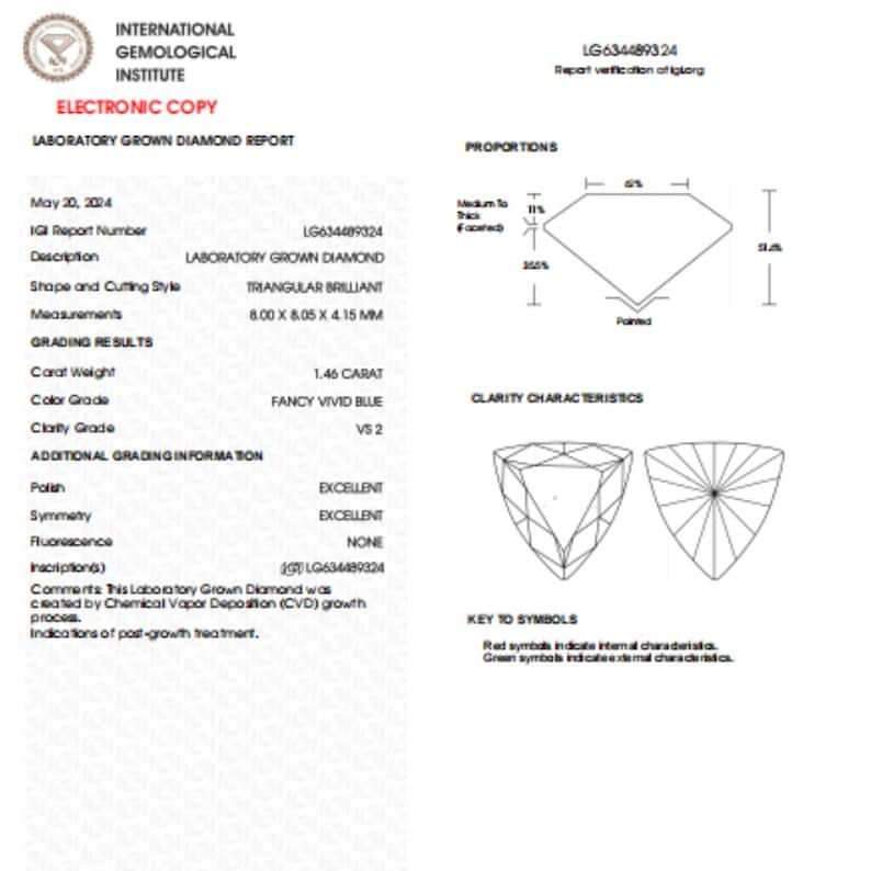 Triangular Blue Diamonds Certified Triangular Cut Lab Grown Diamond: Fancy Vivid Blue Loose ...